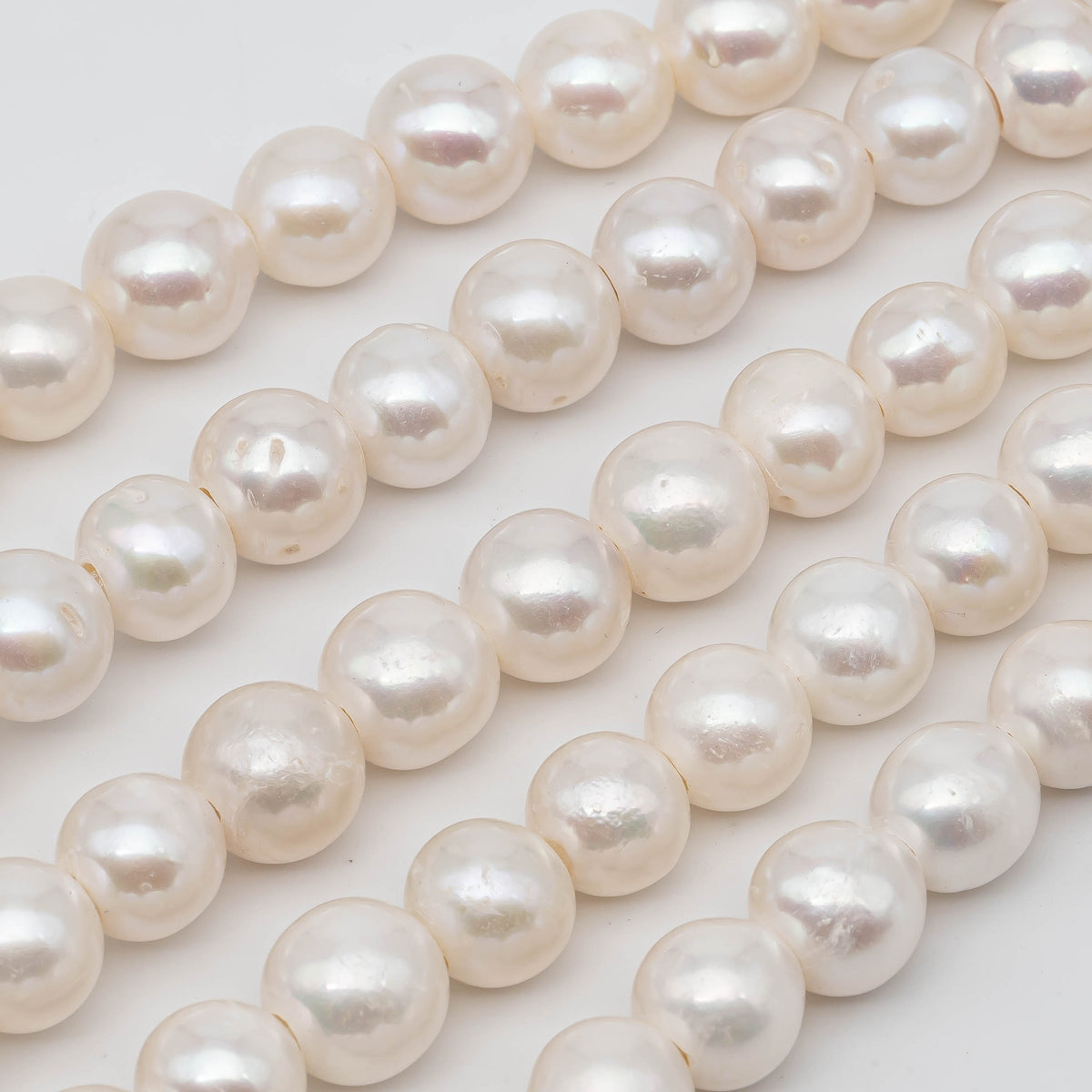 12-14 Mm Large Hole White Graduated Freshwater Pearl With Ring Hole Size  2.0 Mm, Large Hole White Freshwater Pearl Beads 106 