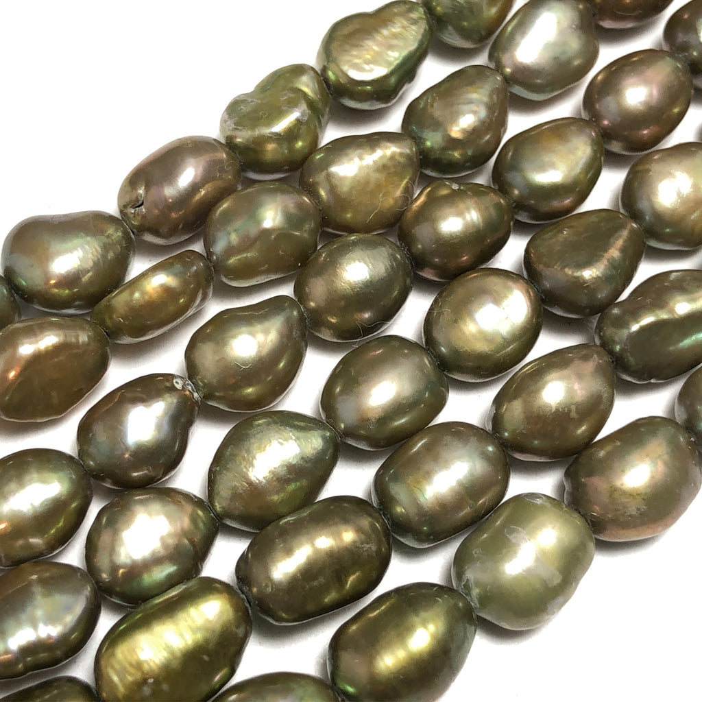6mm Green Freshwater Baroque round Potato Pearls for jewelry