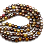 7-7.5mm Large Hole Pearls Mixed Brown Potato